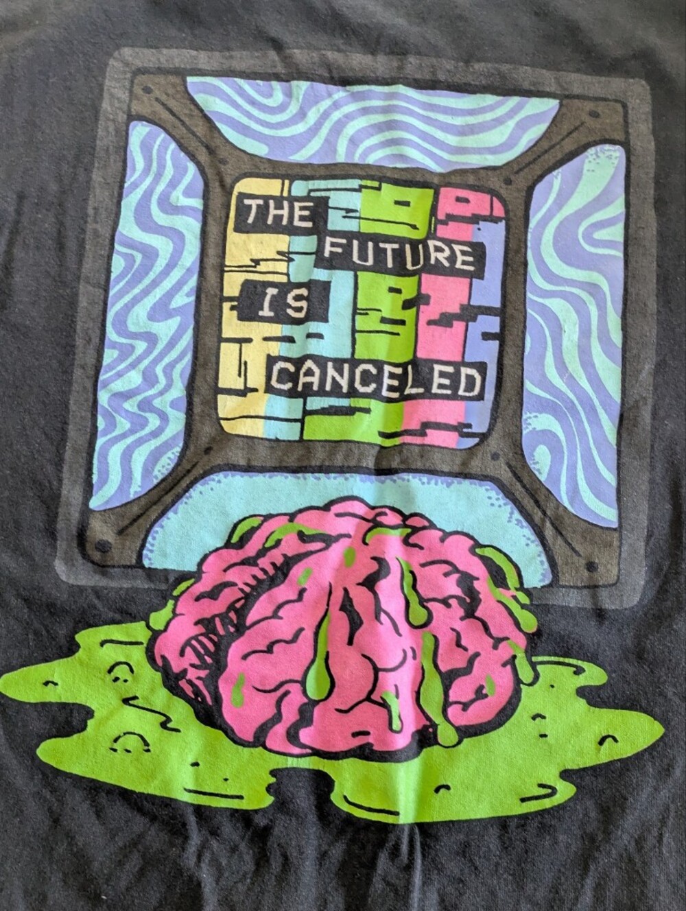 🌞4/20$ Black "The Future Is Canceled" Pink & Green Print